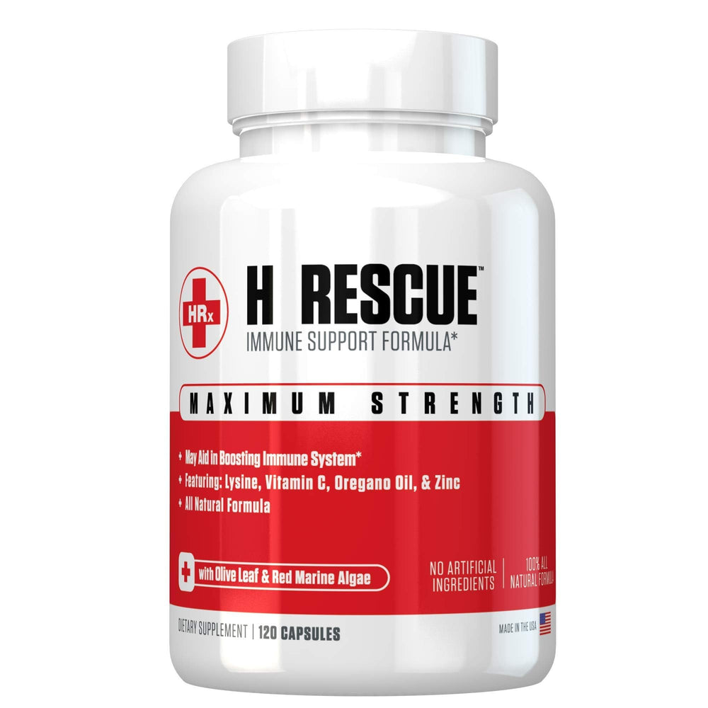 Front view of Re+Gen H Rescue Immunity Support bottle with 120 capsules