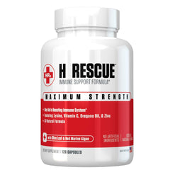 Front view of Re+Gen H Rescue Immunity Support bottle with 120 capsules