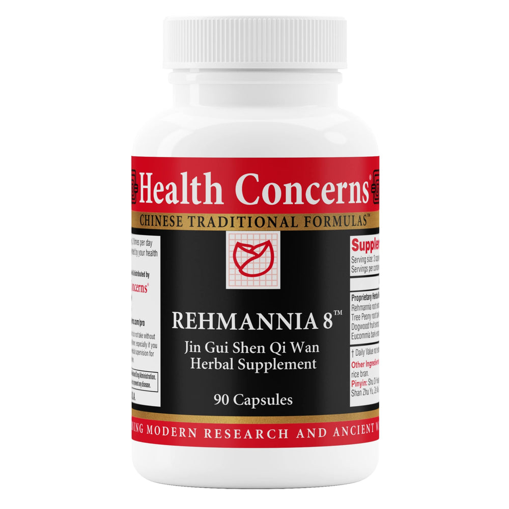 Front view of Health Concerns Rehmannia 8 bottle