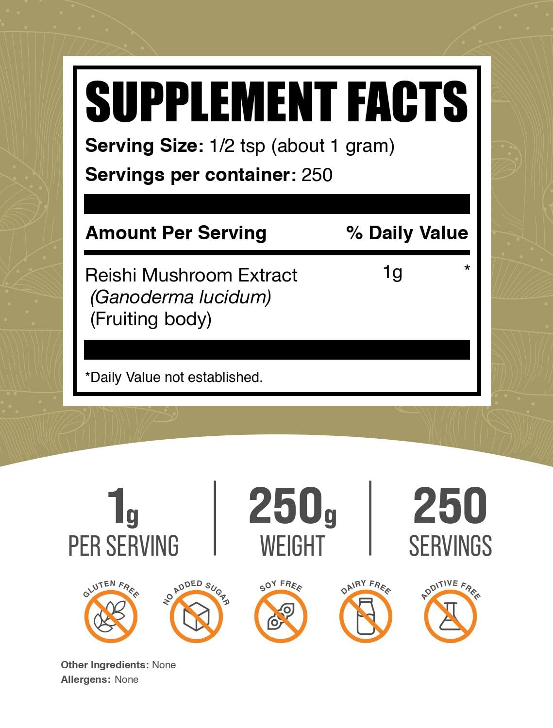 Reishi Mushroom Extract Powder packaging from BulkSupplements