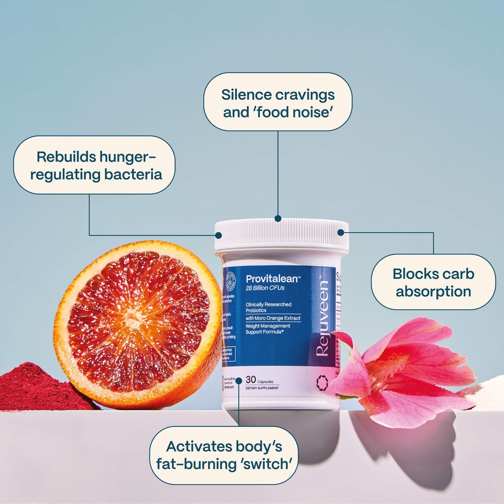Rejuveen Provitalean chromium pill close-up hints cravings control.