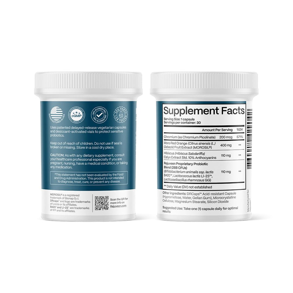Rejuveen Provitalean packaging shot highlights a 30-count vegetarian supplement.