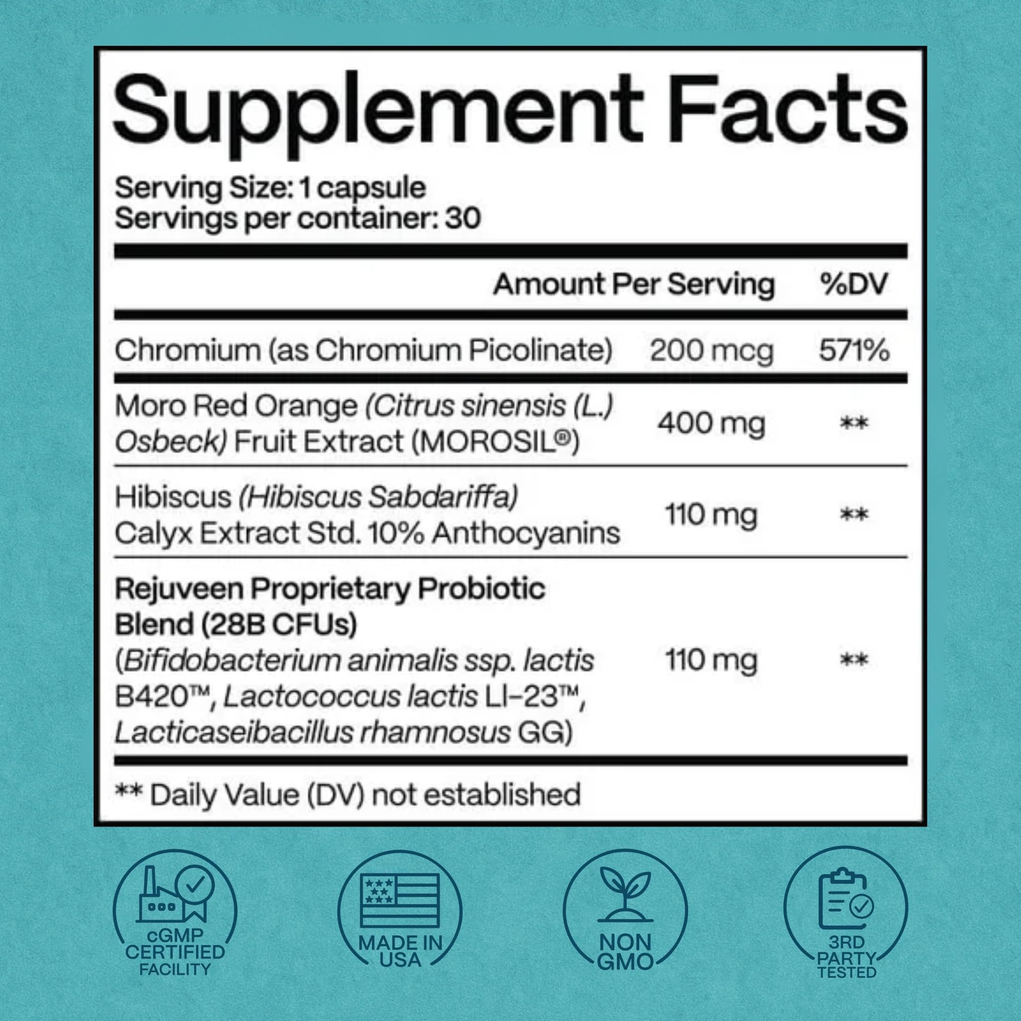 Rejuveen Provitalean probiotic blend capsules close-up suggests gut-friendly wellness.