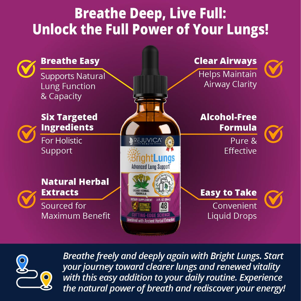 Bright Lungs dropper dispensing easy, alcohol-free herbal support for on-the-go use