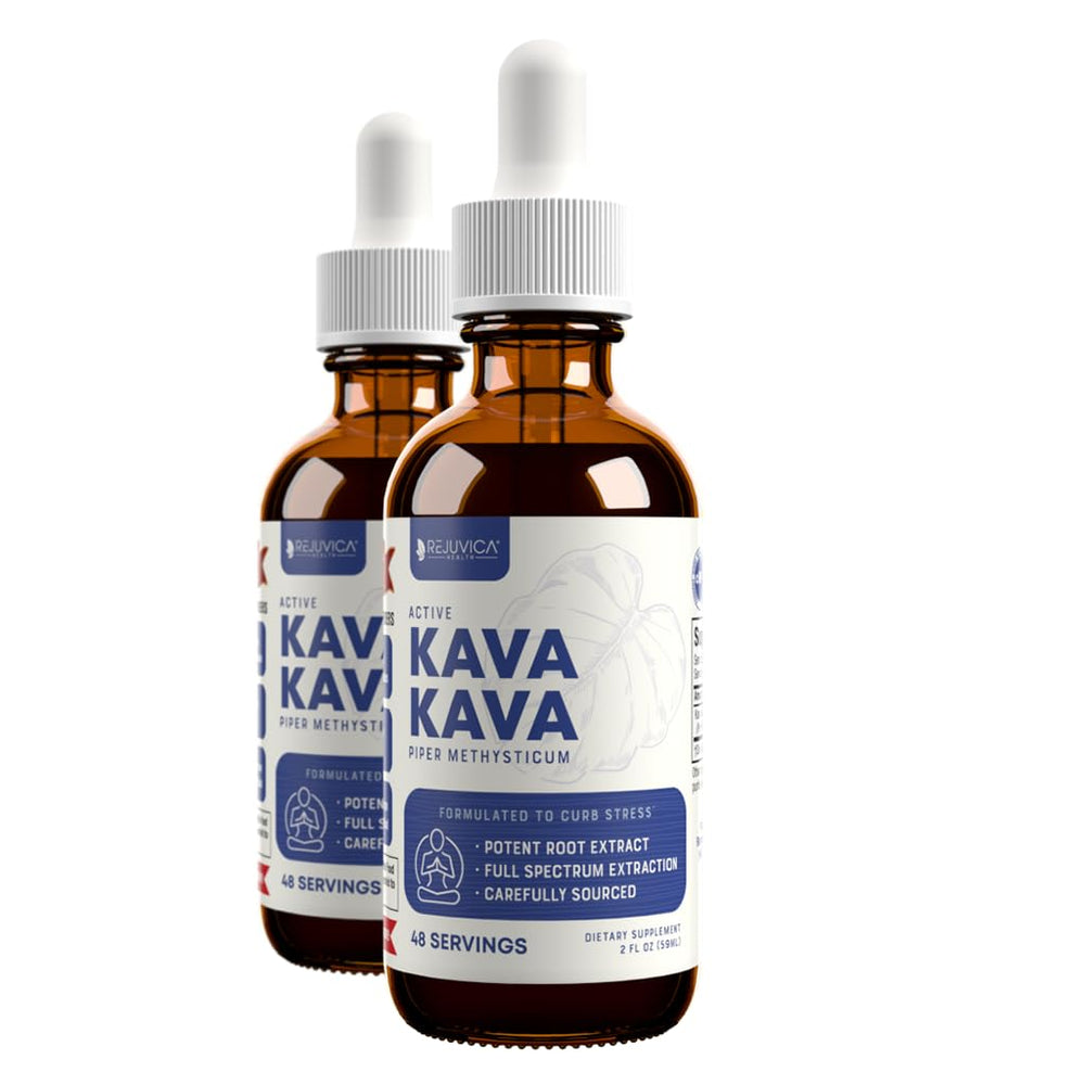 Bottle of Rejuvica Health Active Kava Kava liquid extract with dropper