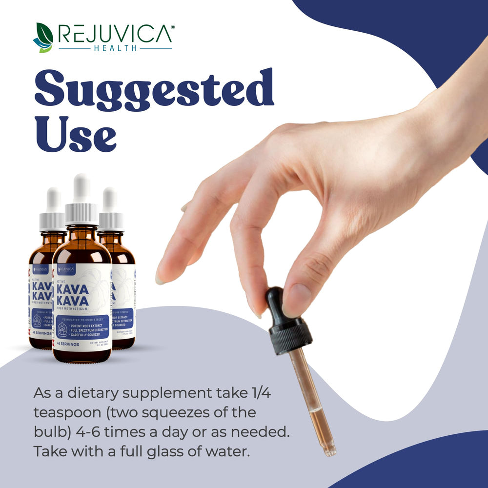 Dropper dispensing the alcohol-free kava kava liquid extract