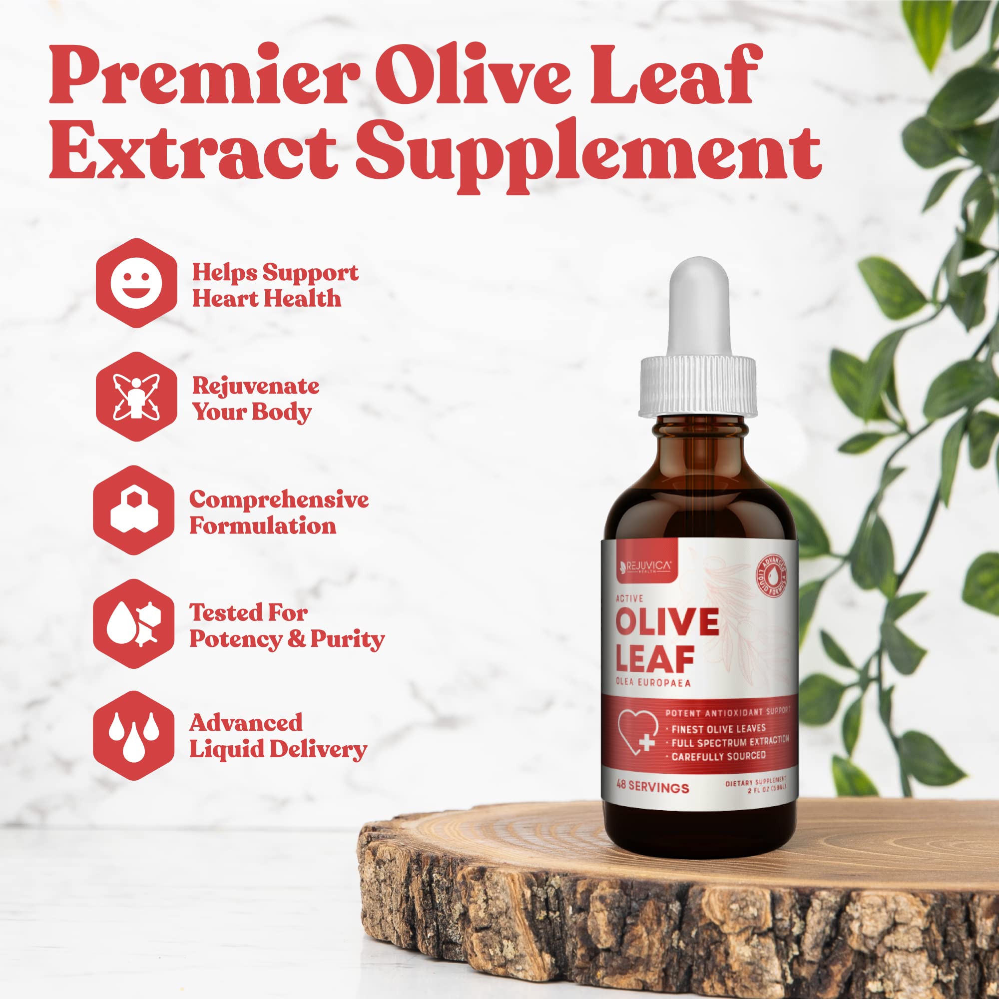 Dropper dispensing olive leaf liquid extract from bottle