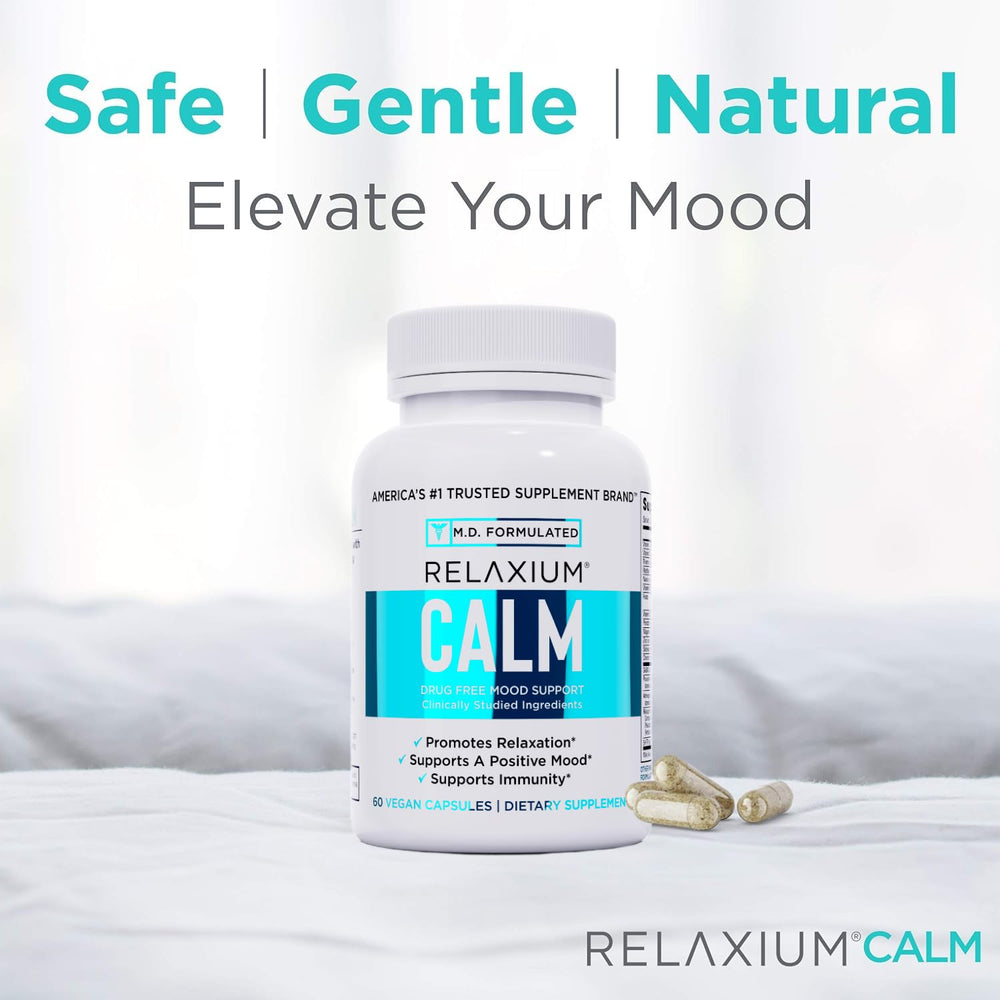Relaxium Calm box showing Made in USA and FDA-inspected facility icons