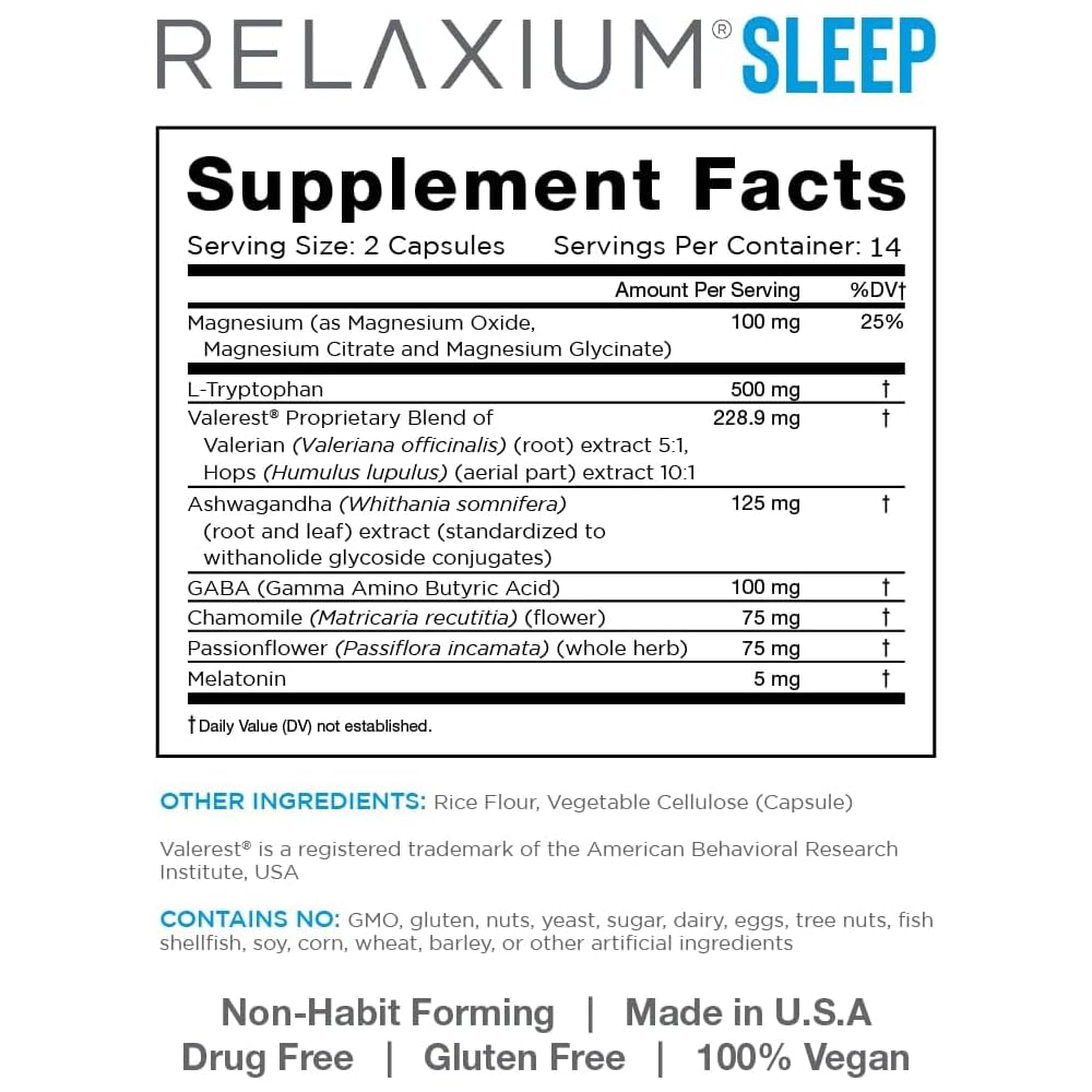 Close-up of Relaxium Sleep Aid capsules