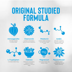 Ingredients on Relaxium Sleep Aid packaging: melatonin, magnesium, GABA