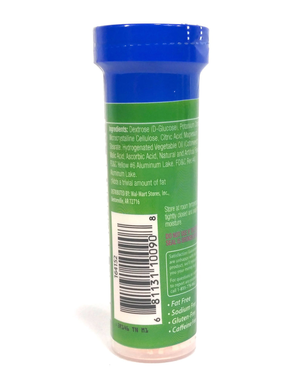 On-the-go tube packaging of ReliOn Tropical Fruit glucose tablets
