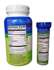 Close-up of ReliOn Glucose Tablets showing 4 g carbohydrates per tablet