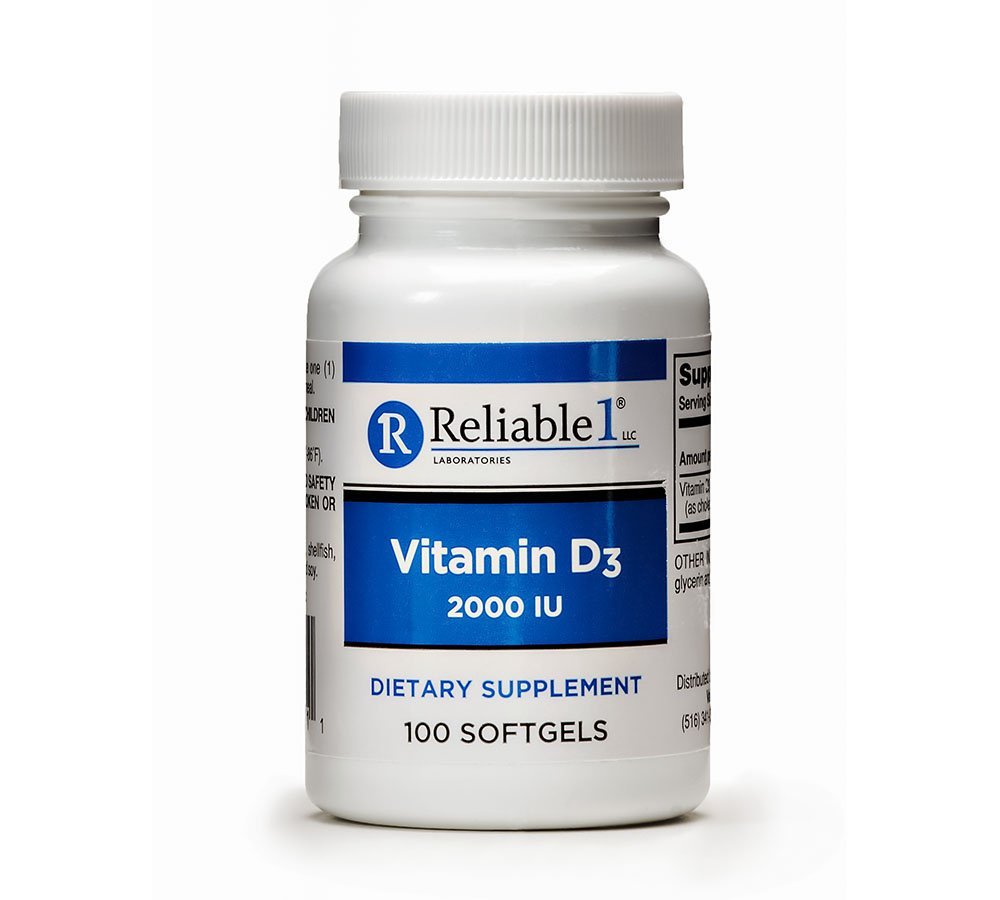 Reliable 1 Laboratories Vitamin D3 2000 IU Softgels bottle