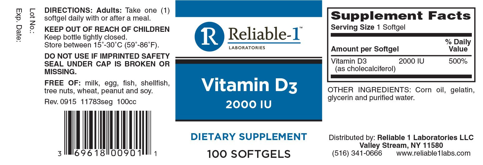 Close-up of Vitamin D3 2000 IU Softgels