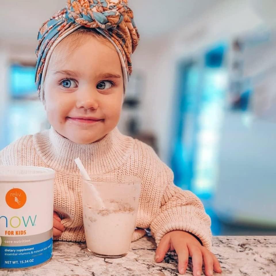 Two flavors Reliv Now for Kids Chocolate and Vanilla bottles