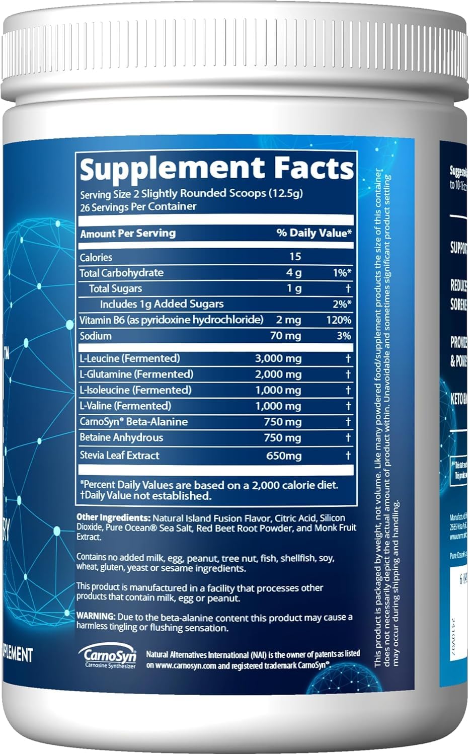 Prepared Reload BCAA+G Island Fusion drink in a glass