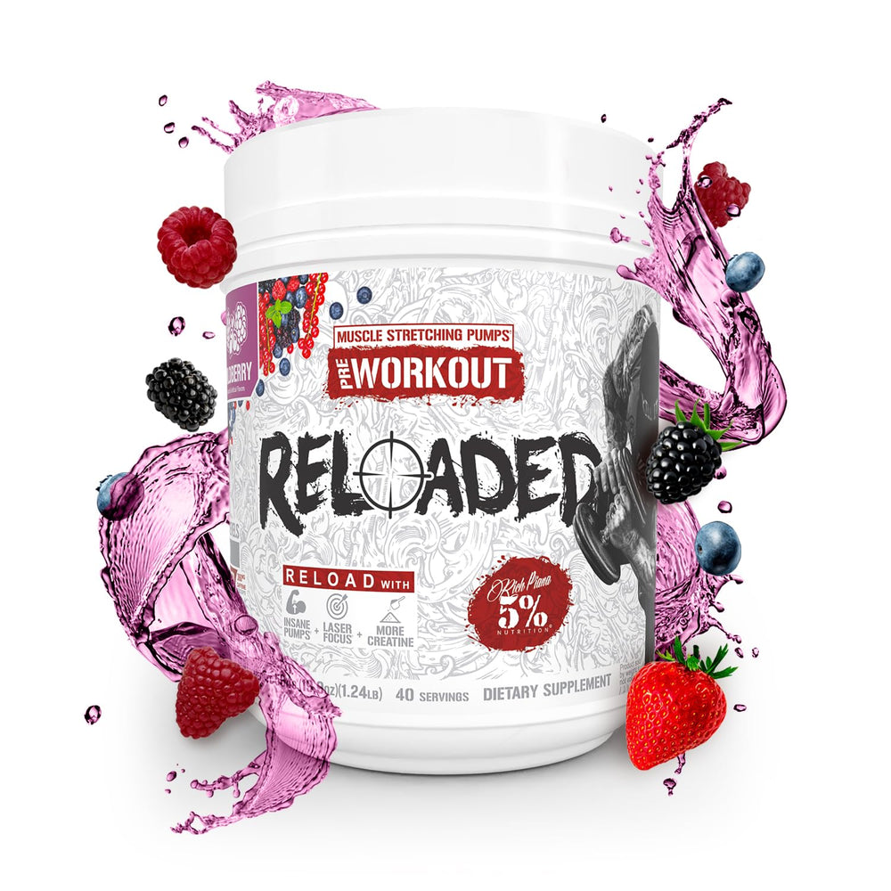 Graphic showing 400 mg caffeine blend in Reloaded High Stim Pre-Workout