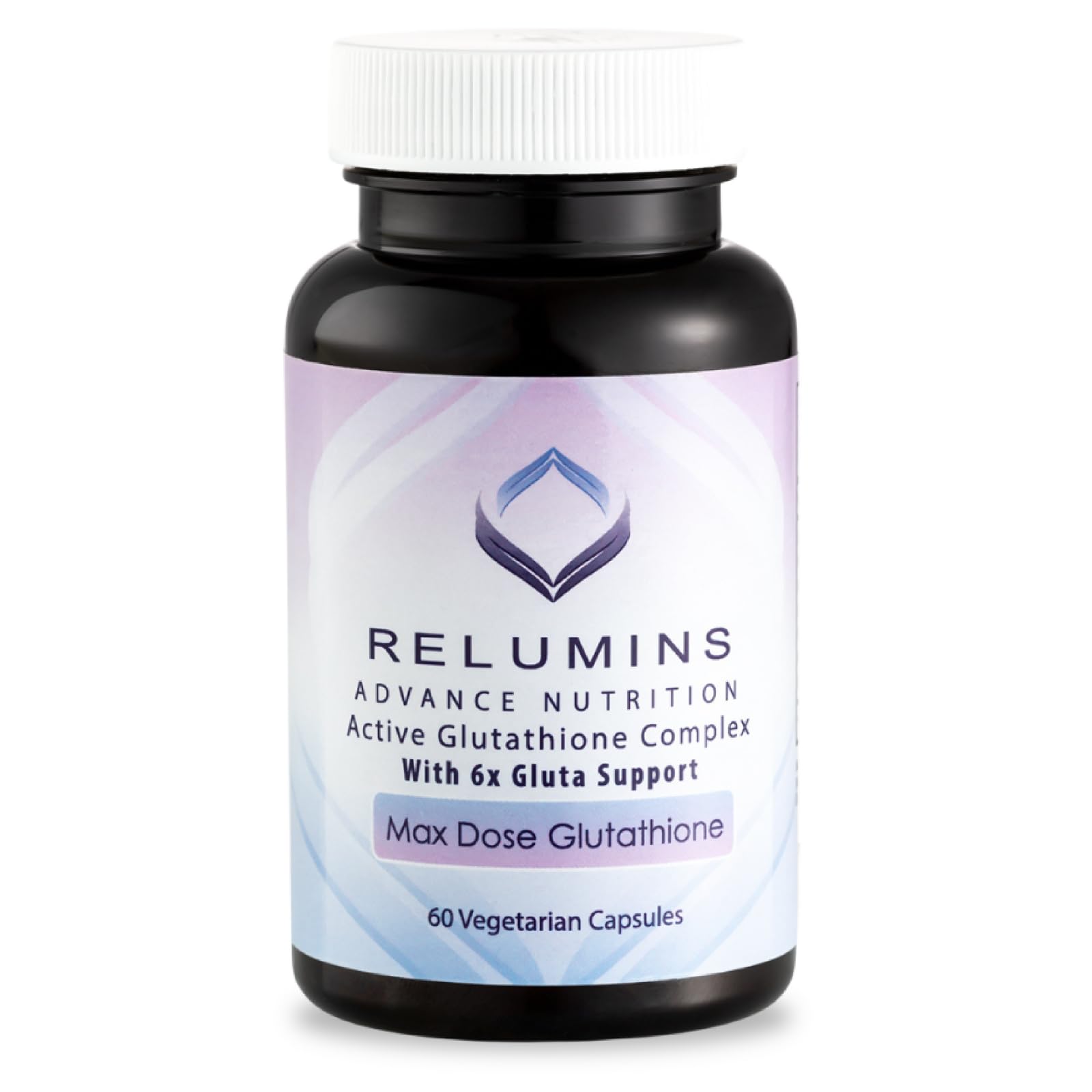 Bottle of Relumins Advance White Glutathione Complex with 60 vegetarian capsules