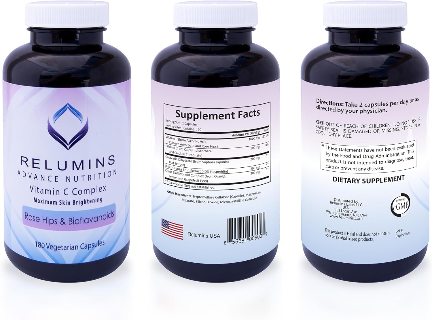 Relumins Vitamin C box and bottle packaging