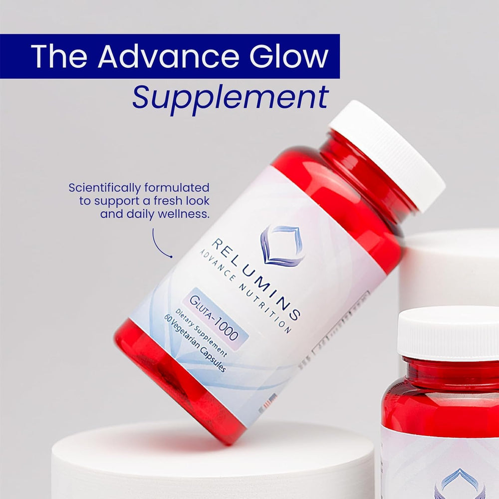 Back label of Relumins Gluta 1000 bottle with dosage information