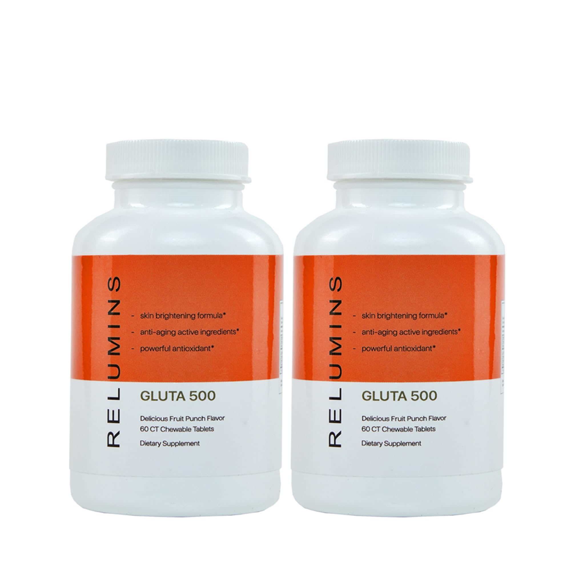 Front view of Relumins Gluta 500 chewable tablets