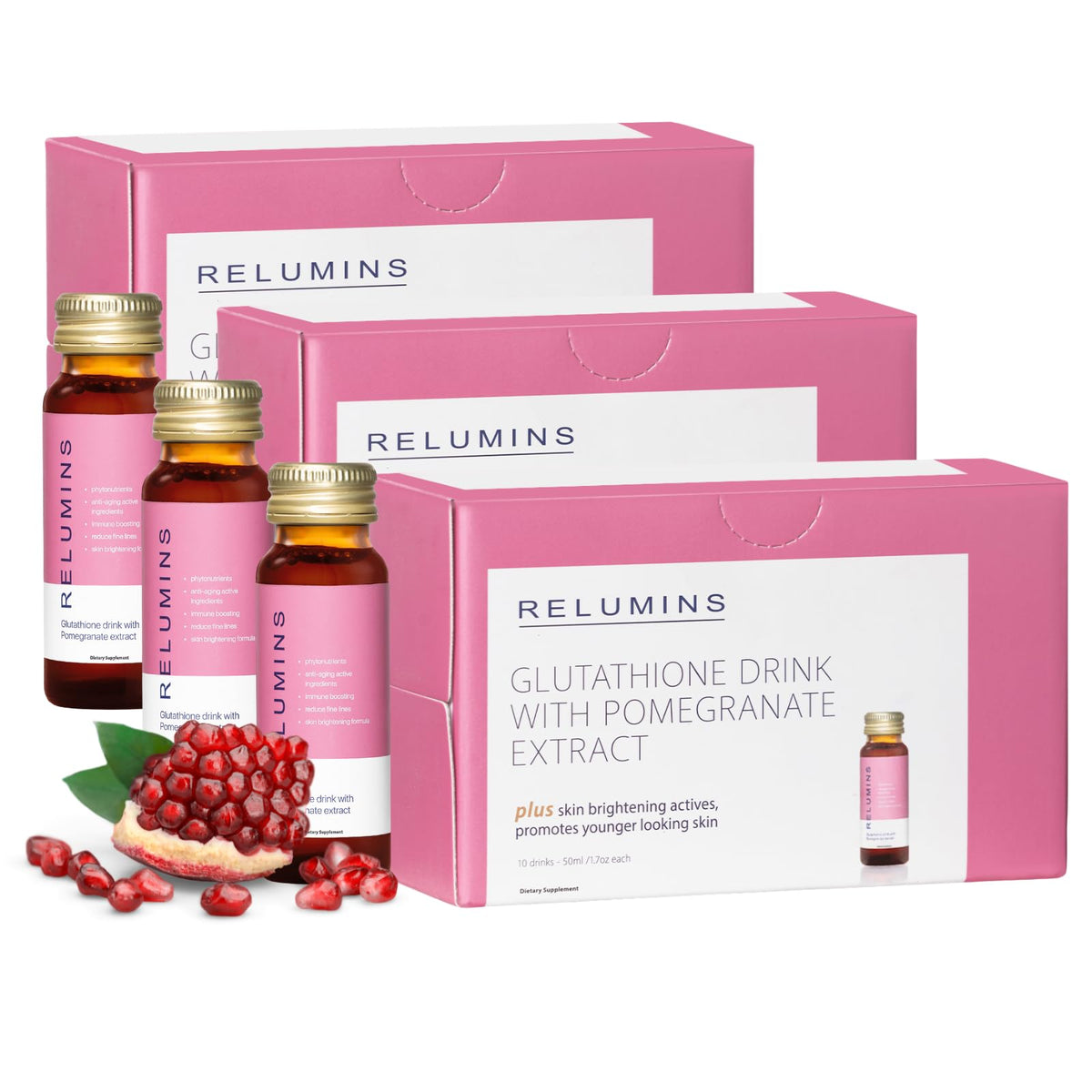 Relumins Glutathione Hydration Shots Holiday Glow bottle 50ml