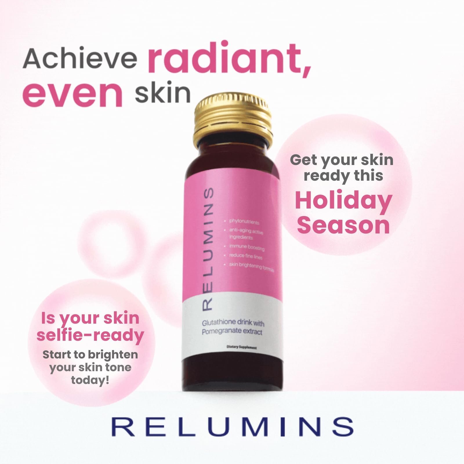 Pomegranate flavor Relumins Glutathione Hydration Shots close-up