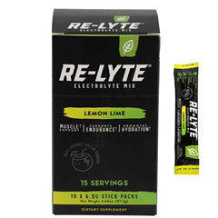 REL YTE Re-Lyte Lemon Lime glass with prepared drink after workout