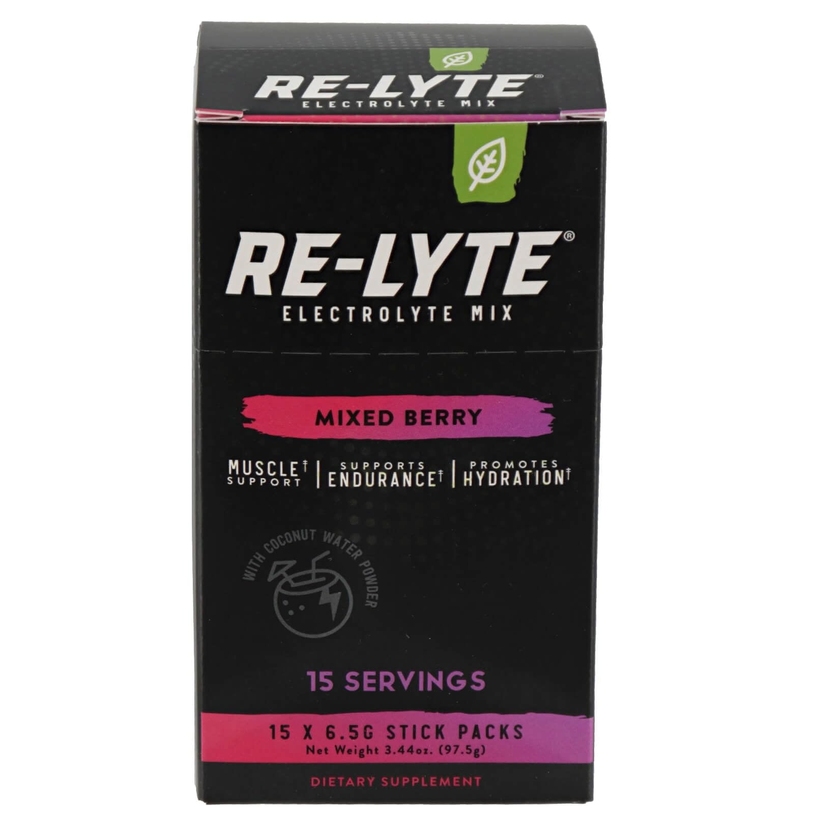 REL YTE Re-Lyte mixed berry glass-serve showing a refreshing hydration moment.