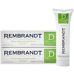Rembrandt Deeply White + Peroxide toothpaste mint flavor pack 2 front view