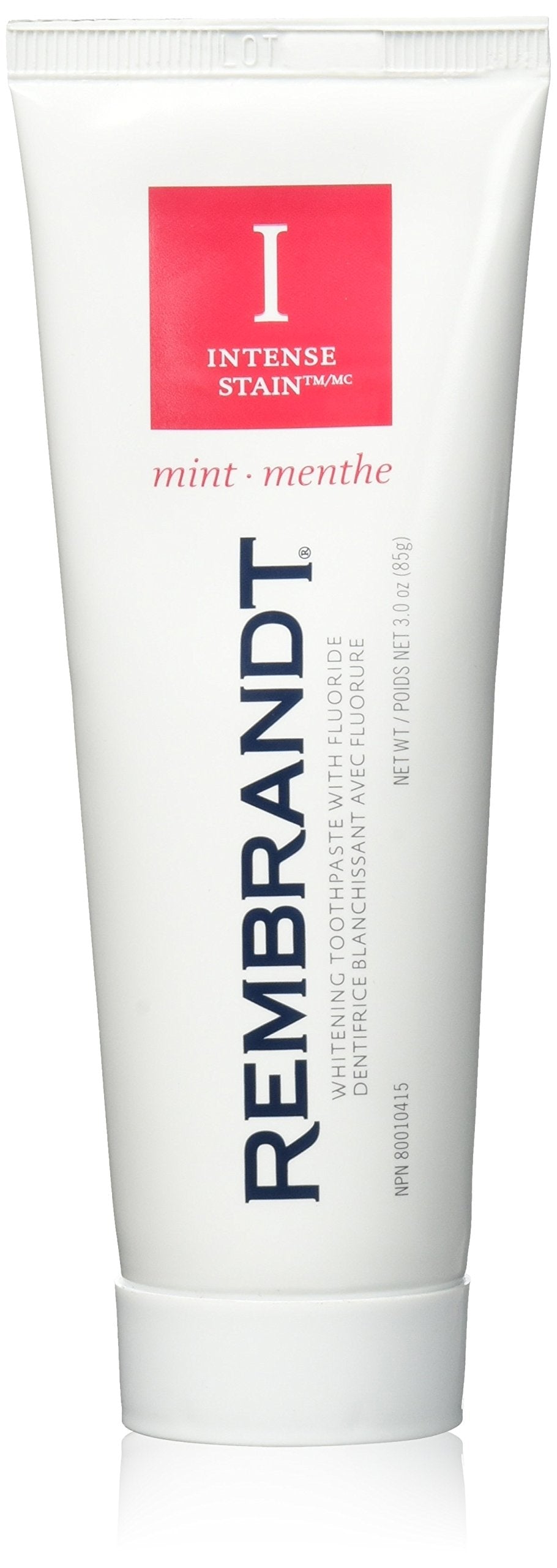 Rembrandt Toothpaste Intense Stain Mint Flavor 3.52 oz Tube Pack 3 - Front View