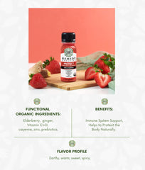 Remedy Organics Immunity Plus Shot detox ginger acerola bottle promotes gut-friendly cleanse.