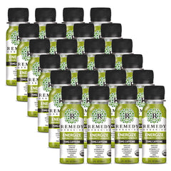 Remedy Organics Immunity Plus Shot Energize 24-Pack box on shelf offers convenient daily energy support.