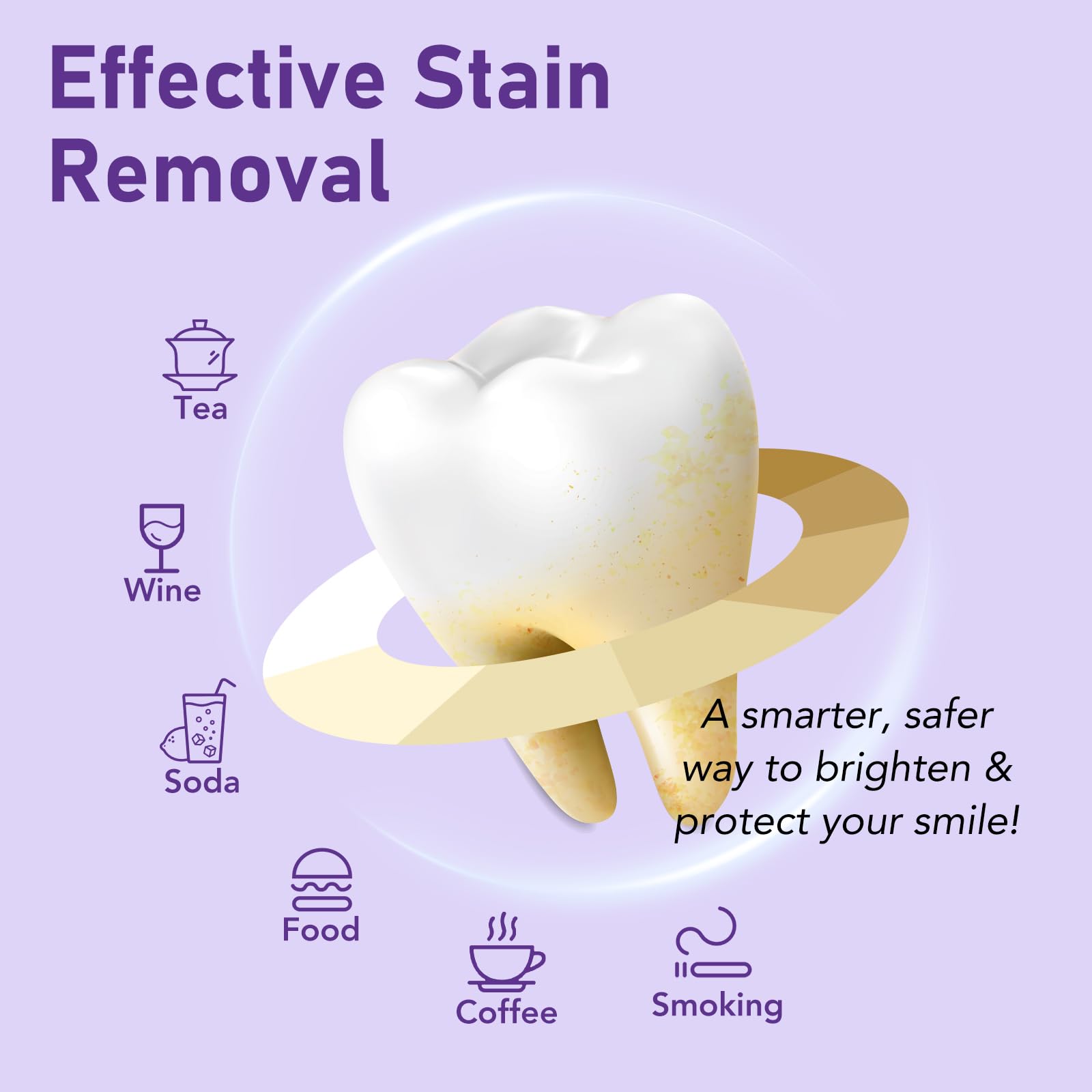 Tea stains being removed with whitening powder