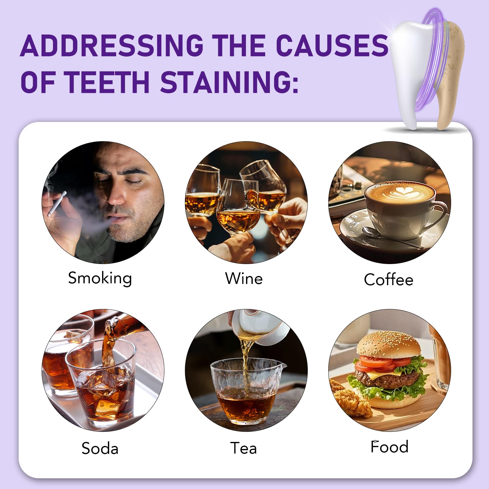 Tobacco stains being removed with whitening powder