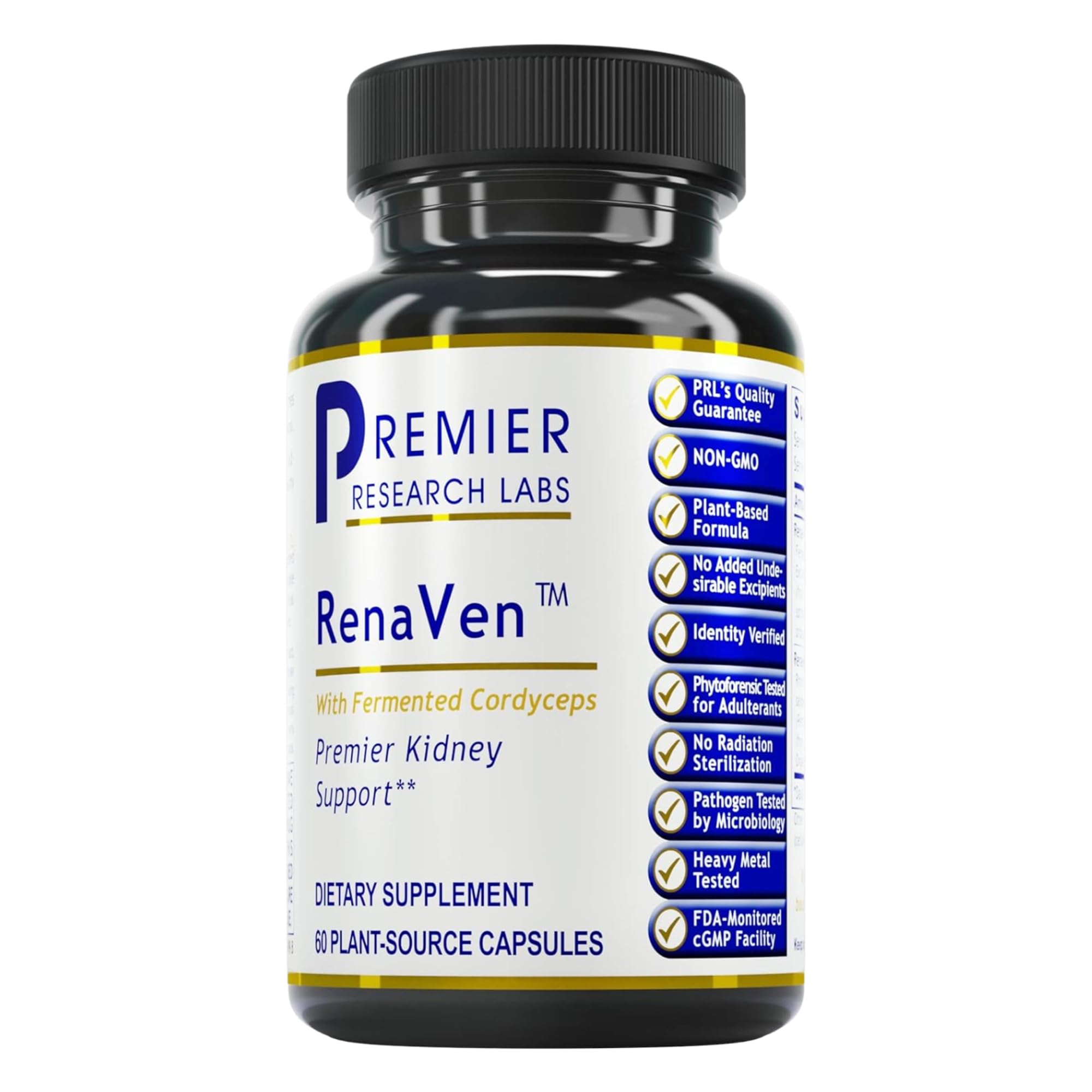 RenaVen bottle and capsules highlighting kidney support benefits