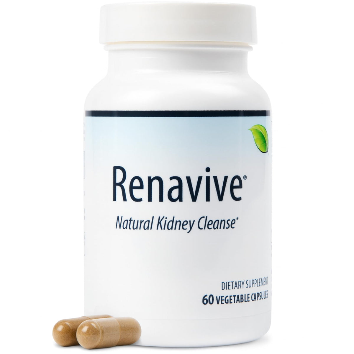 Renavive Kidney Cleanse bottle-front for daily urinary wellness.
