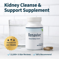 Renavive Kidney Cleanse ingredients-illustration featuring Chanca Piedra and Celery Seed blend.