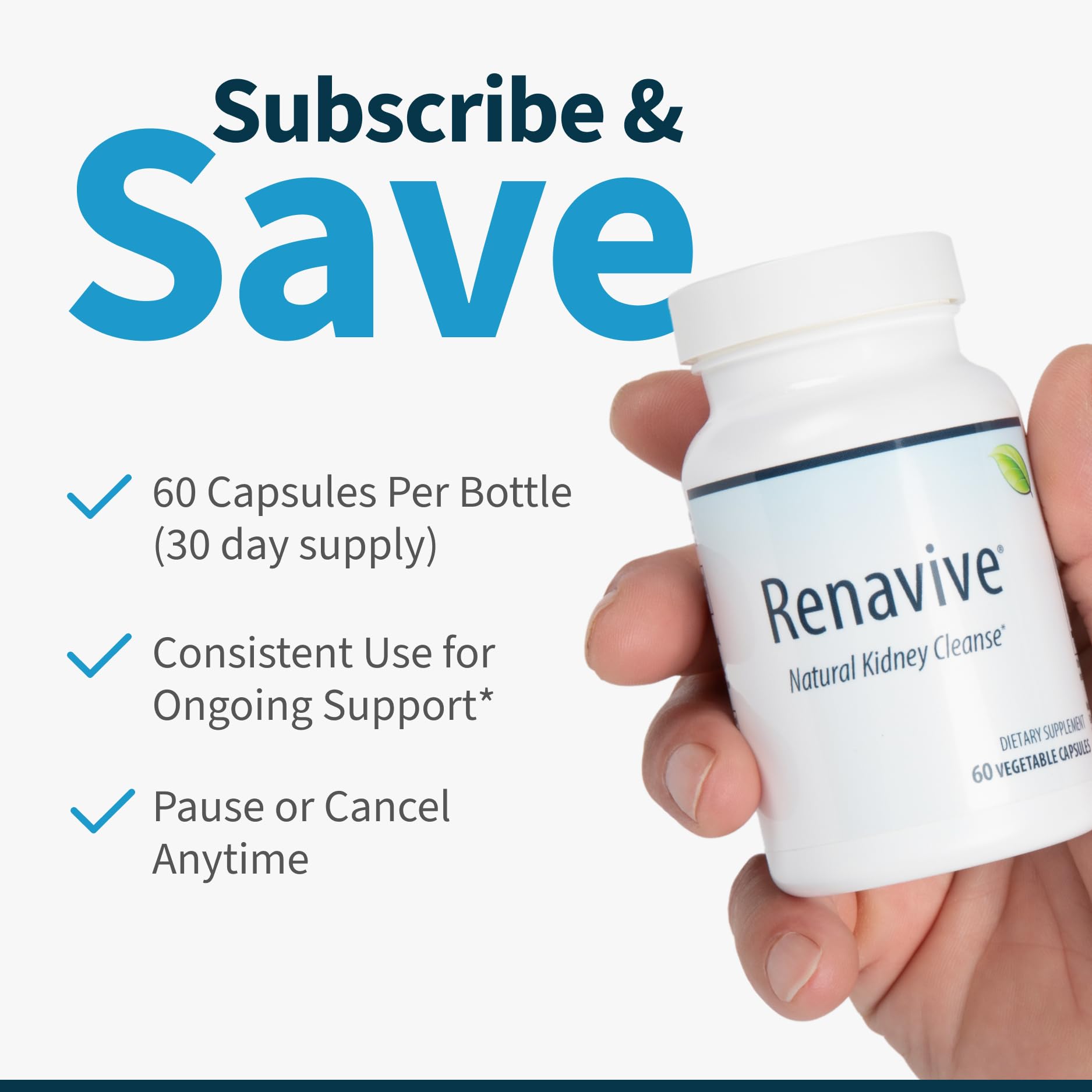 Renavive Kidney Cleanse pour-shot demonstrating easy daily use.