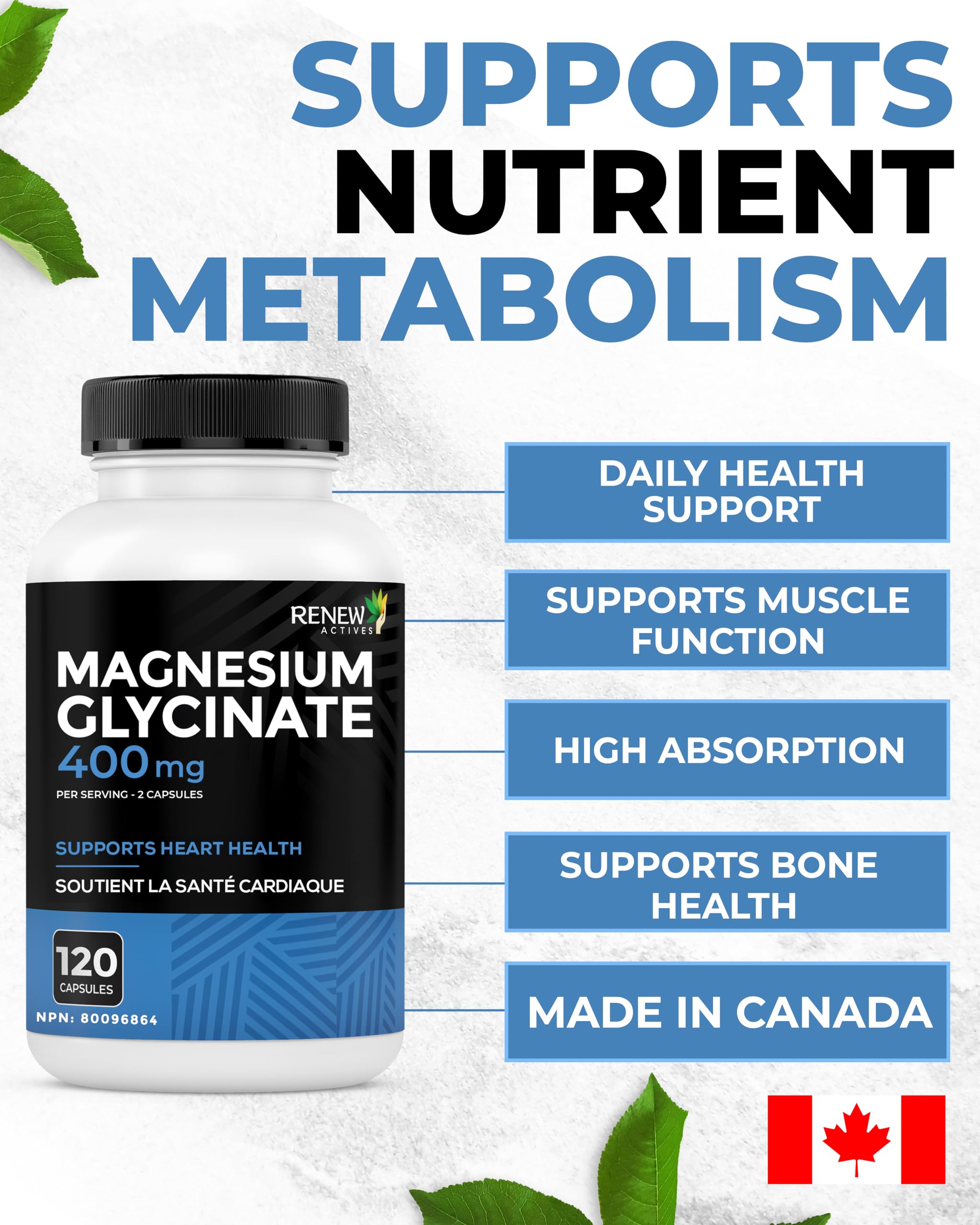 Vegan-friendly Magnesium Bisglycinate capsules
