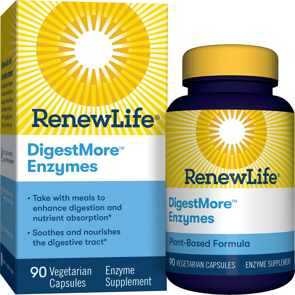 Renew Life DigestMore plant-based digestive enzyme bottle