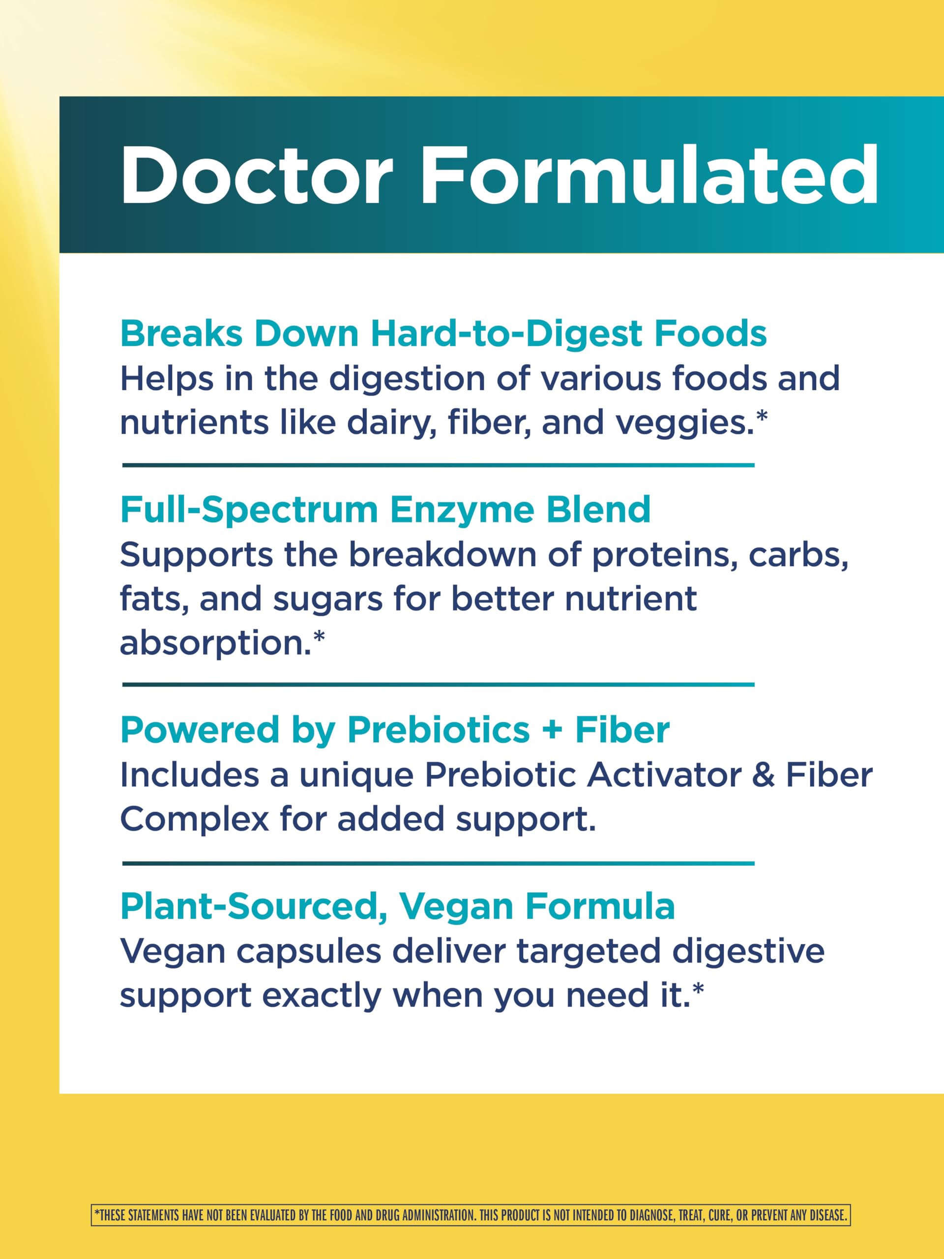 Illustration of 3 billion CFU probiotics and 18 plant-sourced enzymes