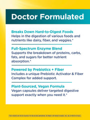 Illustration of 3 billion CFU probiotics and 18 plant-sourced enzymes