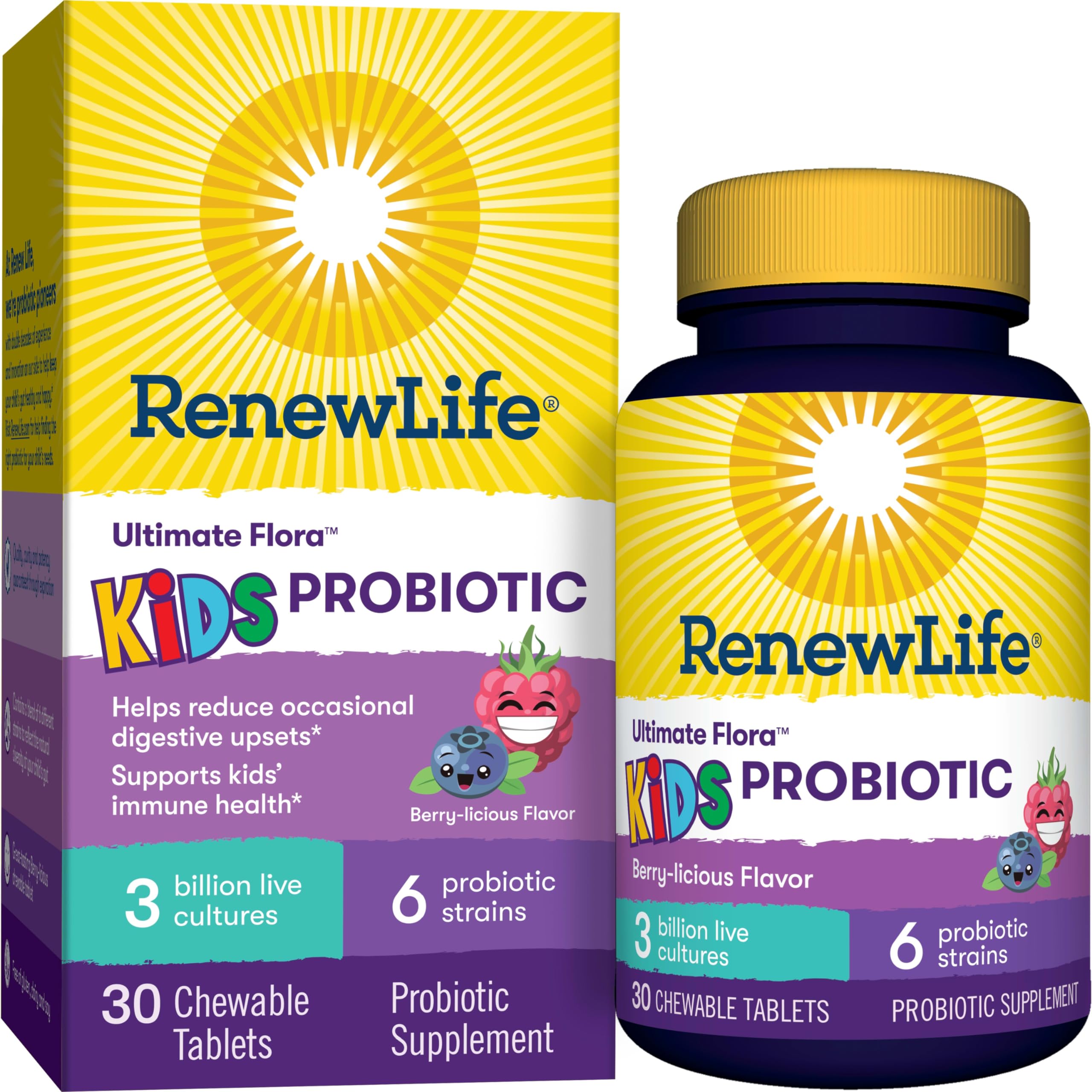 Renew Life Kids Probiotic chewables berry flavor front label
