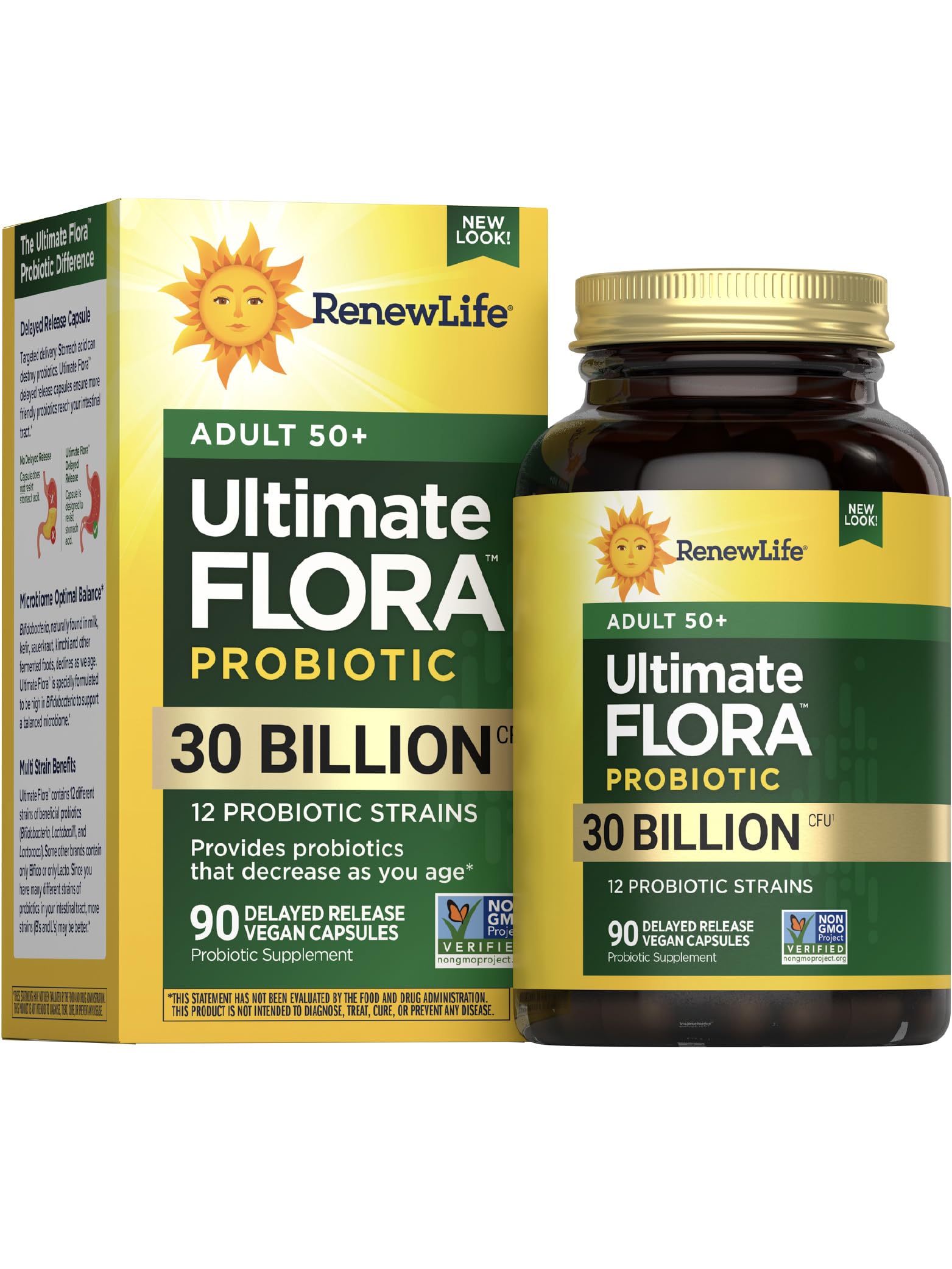 Renew Life Probiotic Adult 50 Plus bottle with 90 capsules and 30 Billion CFU