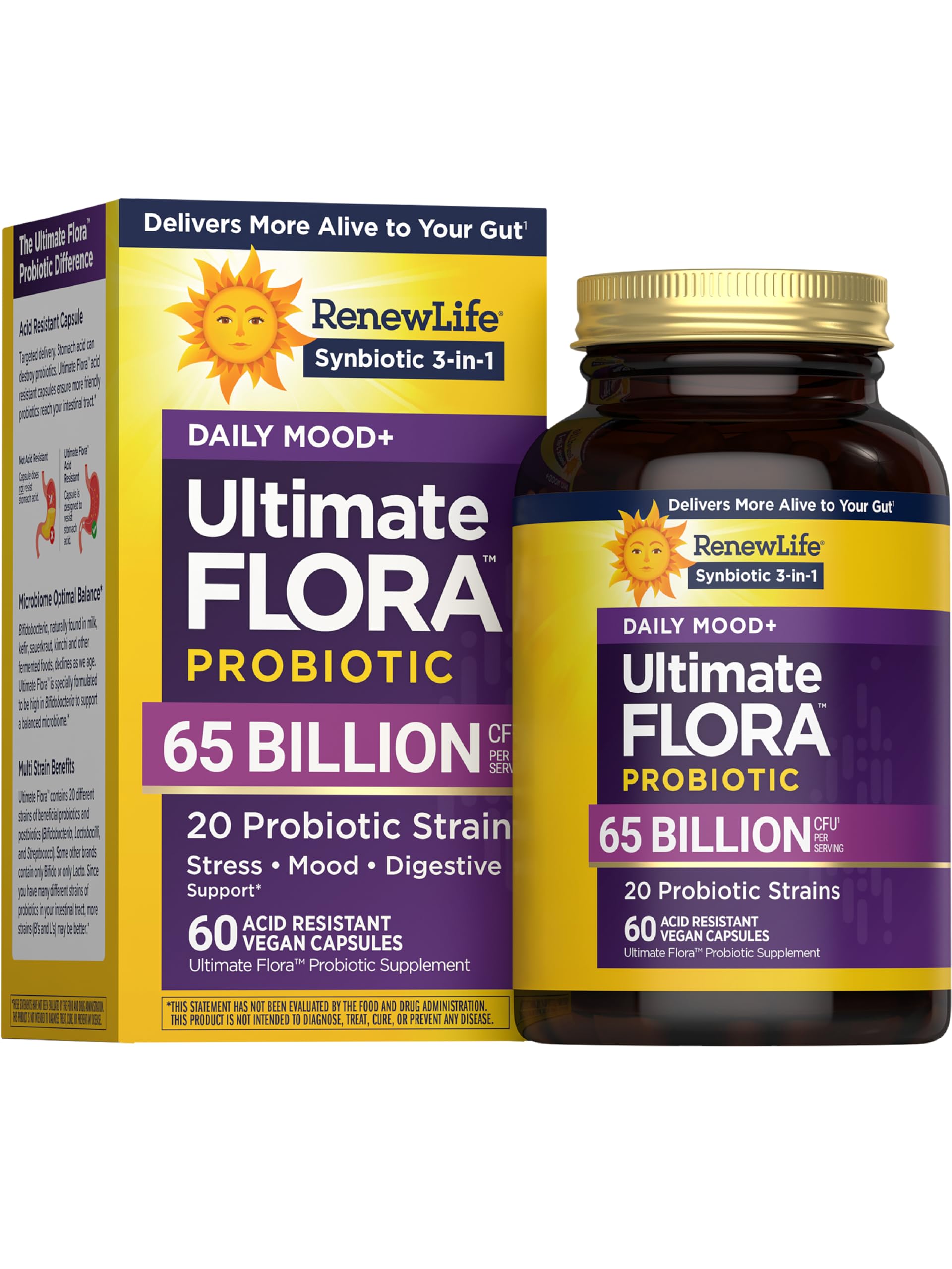 Renew Life Ultimate Flora Daily Mood Probiotic 65 Billion CFU delayed-release vegan capsules product image