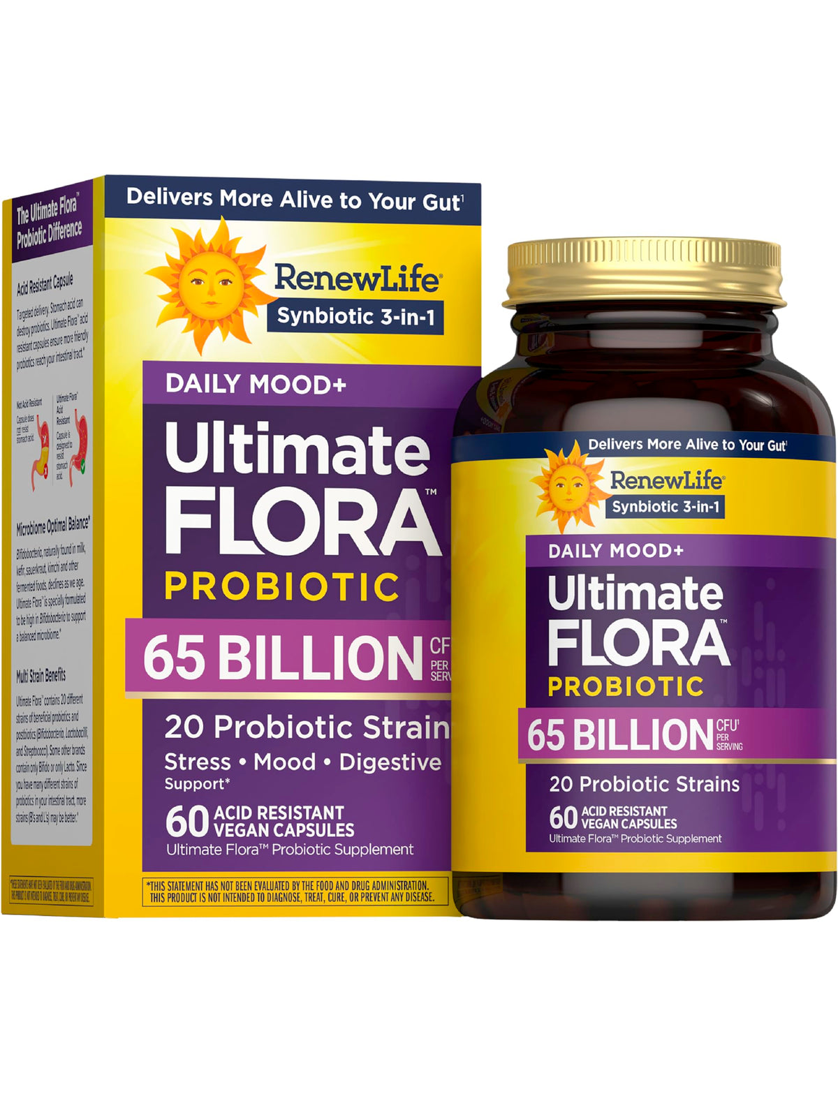 Renew Life Ultimate Flora Daily Mood Probiotic 65 Billion CFU delayed-release vegan capsules product image