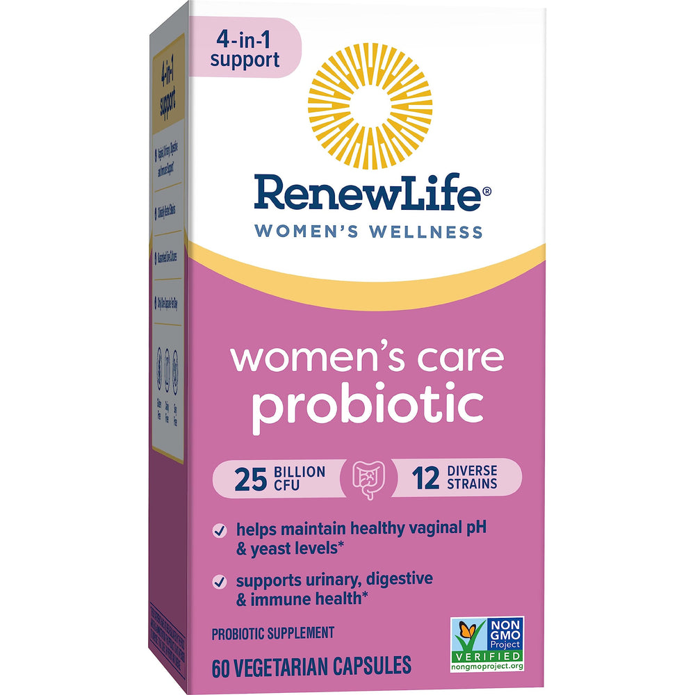 Woman taking a Renew Life capsule during her morning routine