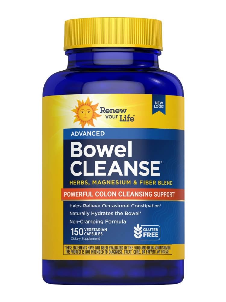 Renew Your Life Bowel Cleanse bottle with label facing forward