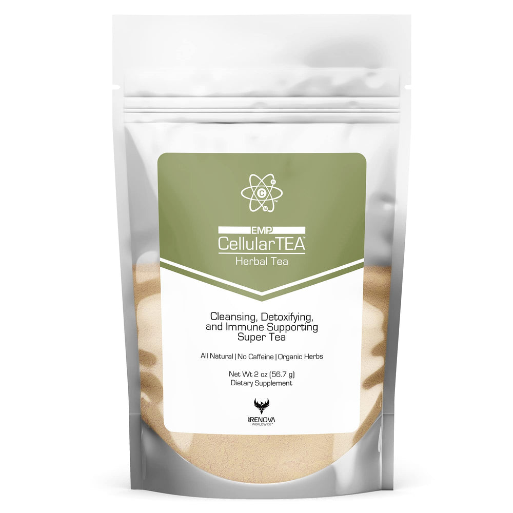 Renova CellularTea packaging hero, caffeine-free detox option for daily use